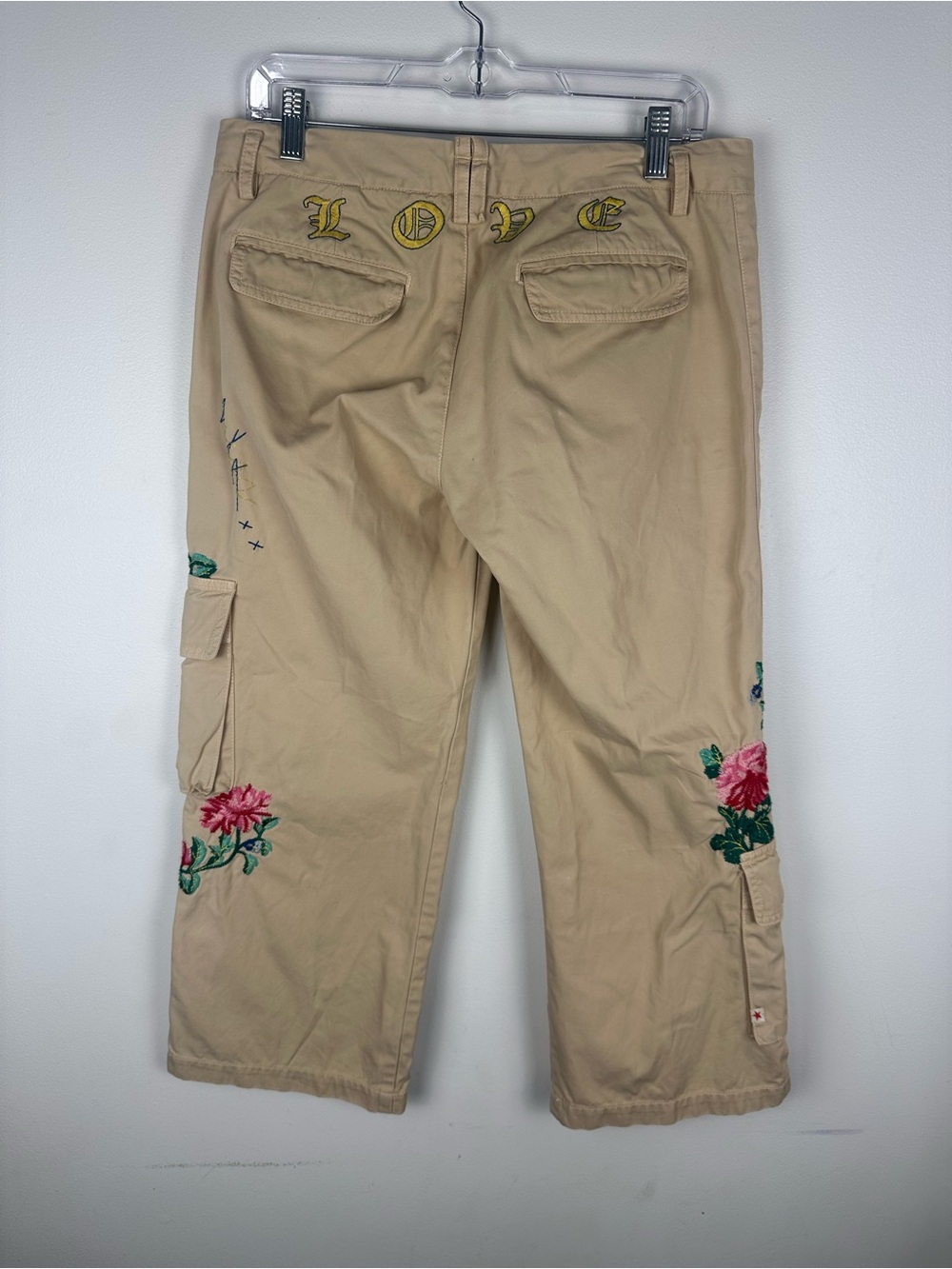 Johnny Was Cargo Pockets Wide Leg Crop Floral Emrboidered Pants Women’s Sz M - Picture 6 of 12